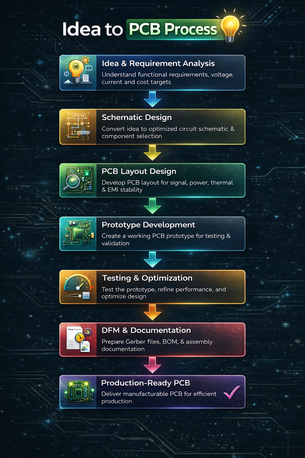 Idea to PCB for Startups process flowchart